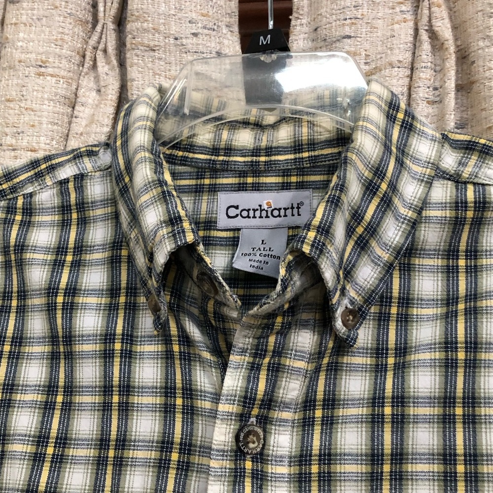 Carhartt Plaid Short Sleeve Pocket Button Up Shirt - Large Tall - Picture 2 of 6